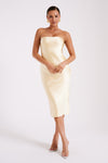 Tyler Strapless Satin Midi Dress - Gold