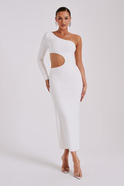 Alisson Hot Fix Crepe One Shoulder Maxi Dress - White