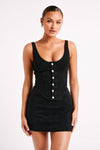 Leilani Corset Denim Top - Mid Blue