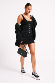 Hollis Denim Mini Skirt - Washed Black