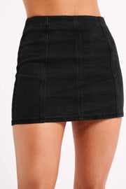 Hollis Denim Mini Skirt - Washed Black