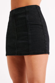 Hollis Denim Mini Skirt - Washed Black