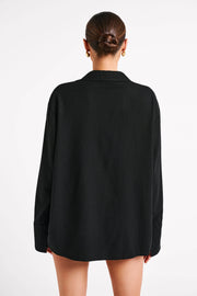 Tasha Oversized Linen Shirt - Black