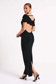 Terese Off Shoulder Knit Maxi Dress - Black