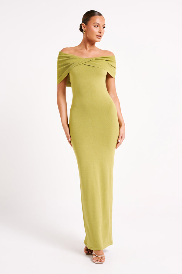 Terese Off Shoulder Knit Maxi Dress - Parakeet Green