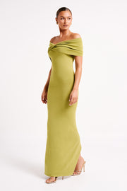 Terese Off Shoulder Knit Maxi Dress - Parakeet Green