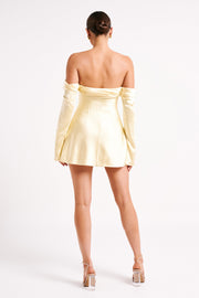 Giselle Off Shoulder Satin Mini Dress - Butter