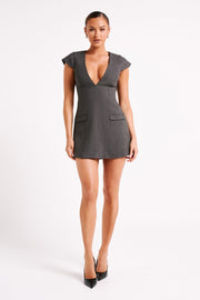 Kiernan Textured Sleeveless Blazer Dress - Charcoal