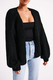Irina Chunky Knit Cardigan - Black