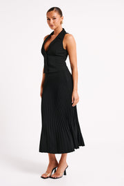 Twyla Pleated Suiting Maxi Skirt - Black