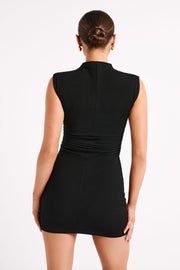 Melania High Neck Mini Dress - Black