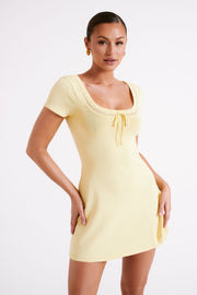 Georgia Pointelle Knit Mini Dress - Lemon