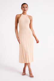 Adrienne Halter Neck Midi Dress - Apricot