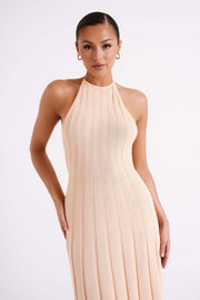Adrienne Halter Neck Midi Dress - Apricot