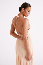 Adrienne Halter Neck Midi Dress - Apricot