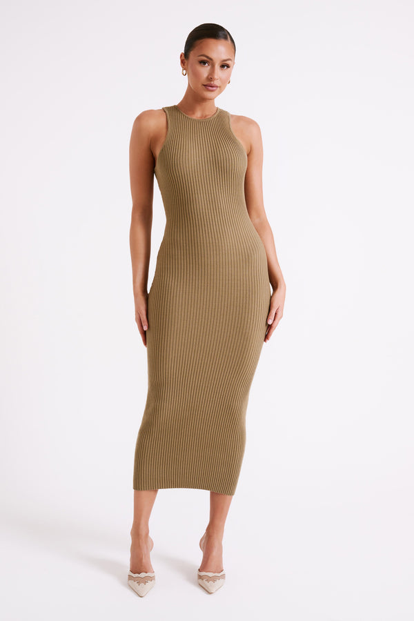 Sienna Midi Knit Dress - Olive