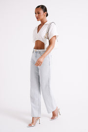 Mavis Twist Front Cotton Shirt - White