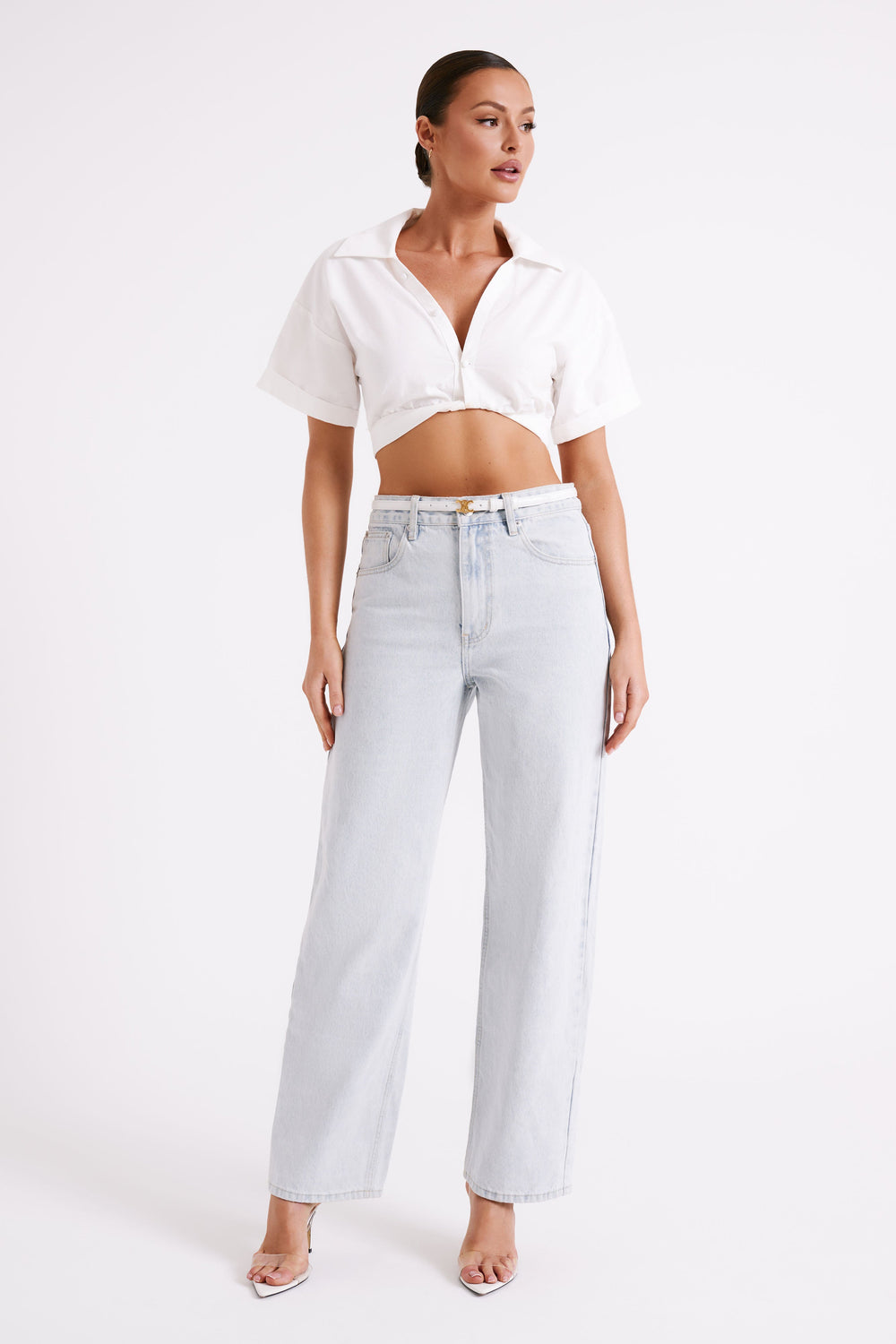 Mavis Twist Front Cotton Shirt - White