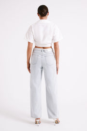 Mavis Twist Front Cotton Shirt - White