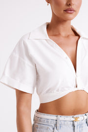 Mavis Twist Front Cotton Shirt - White