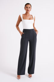 Lisa High Waist Suiting Trousers - Charcoal