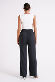 Lisa High Waist Suiting Trousers - Charcoal