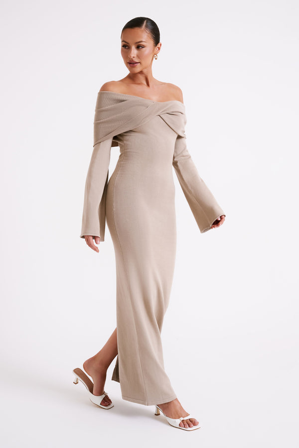Kenny Long Sleeve Knit Dress - Taupe