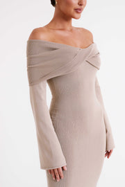 Kenny Long Sleeve Knit Dress - Taupe