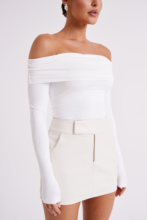 Kristen Faux Leather Mini Skirt - Ivory