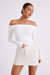 Lucinda Recycled Nylon Off Shoulder Top - White