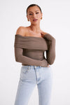 Lucinda Recycled Nylon Off Shoulder Top - Black