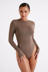 Delilah Long Sleeve Crew Neck Bodysuit - White