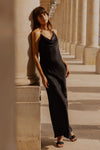 Melissa Satin Cowl Front Maxi Dress - Ivory