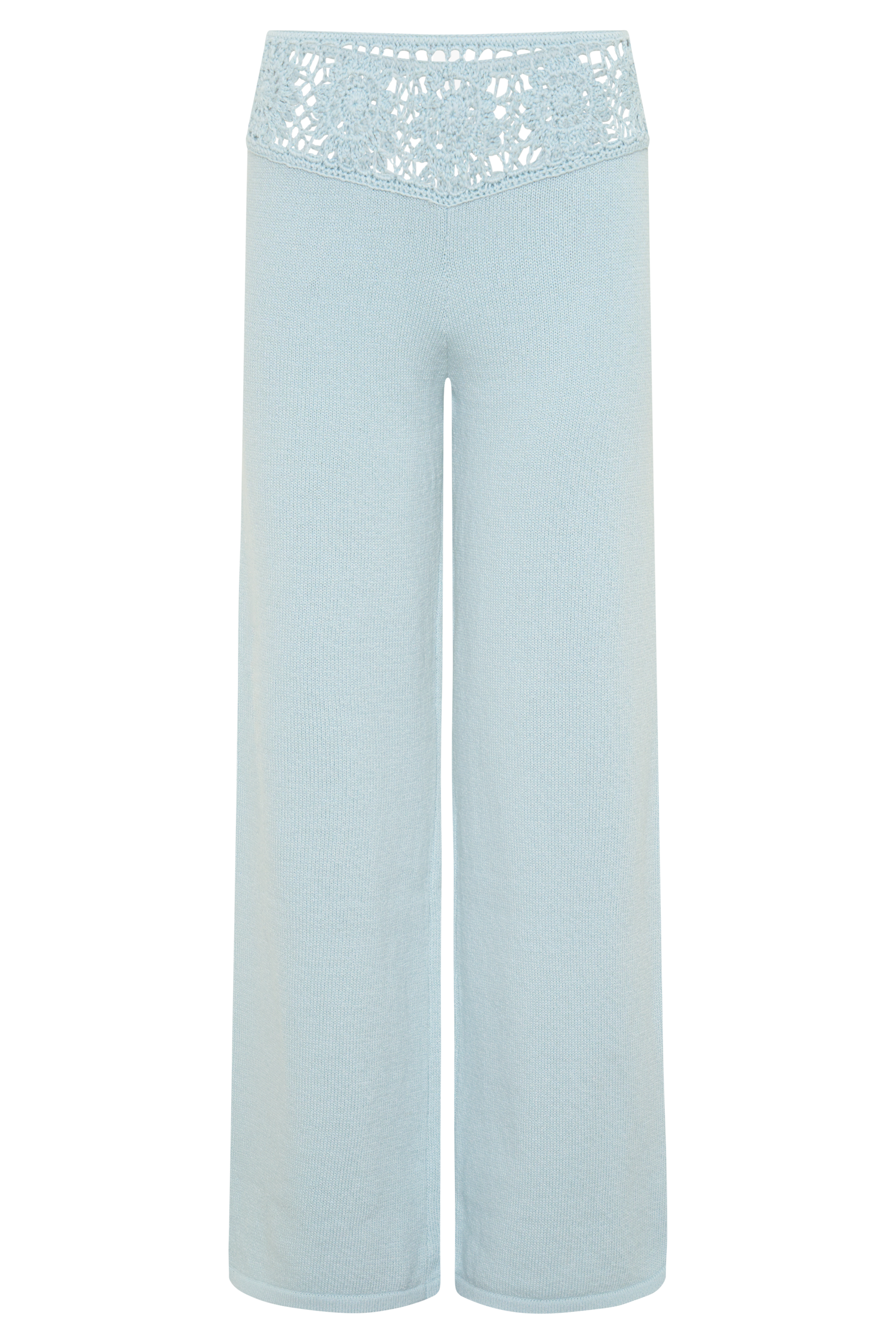Miley Crochet Waistband Straight Leg Pant - Pale Aqua #10