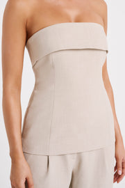 Natalie Textured Strapless Top - Natural