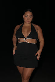 Nicha Halter Mini Dress With Cut Outs - Black