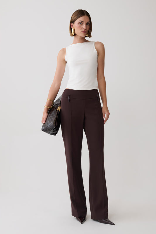 Brooke Straight Leg Suiting Pant - Burgundy