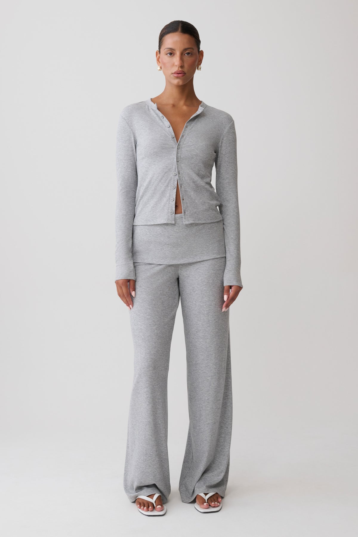 Evadne Elasticated Pants - Grey Marle