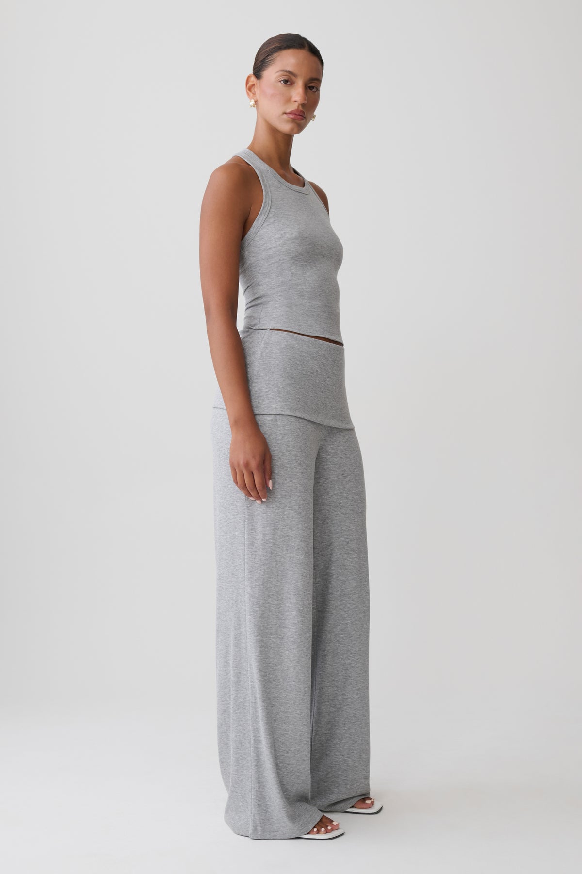 Evadne Elasticated Pants - Grey Marle #4