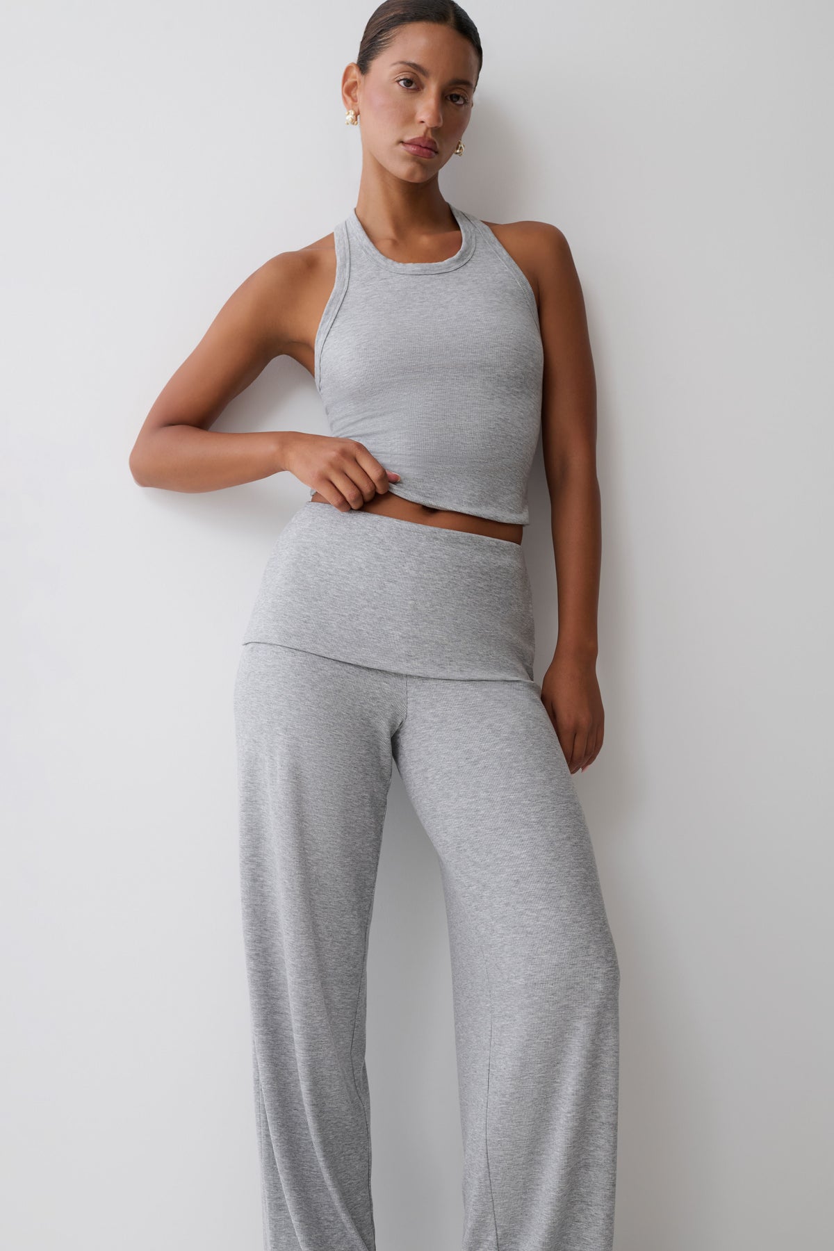 Evadne Elasticated Pants - Grey Marle