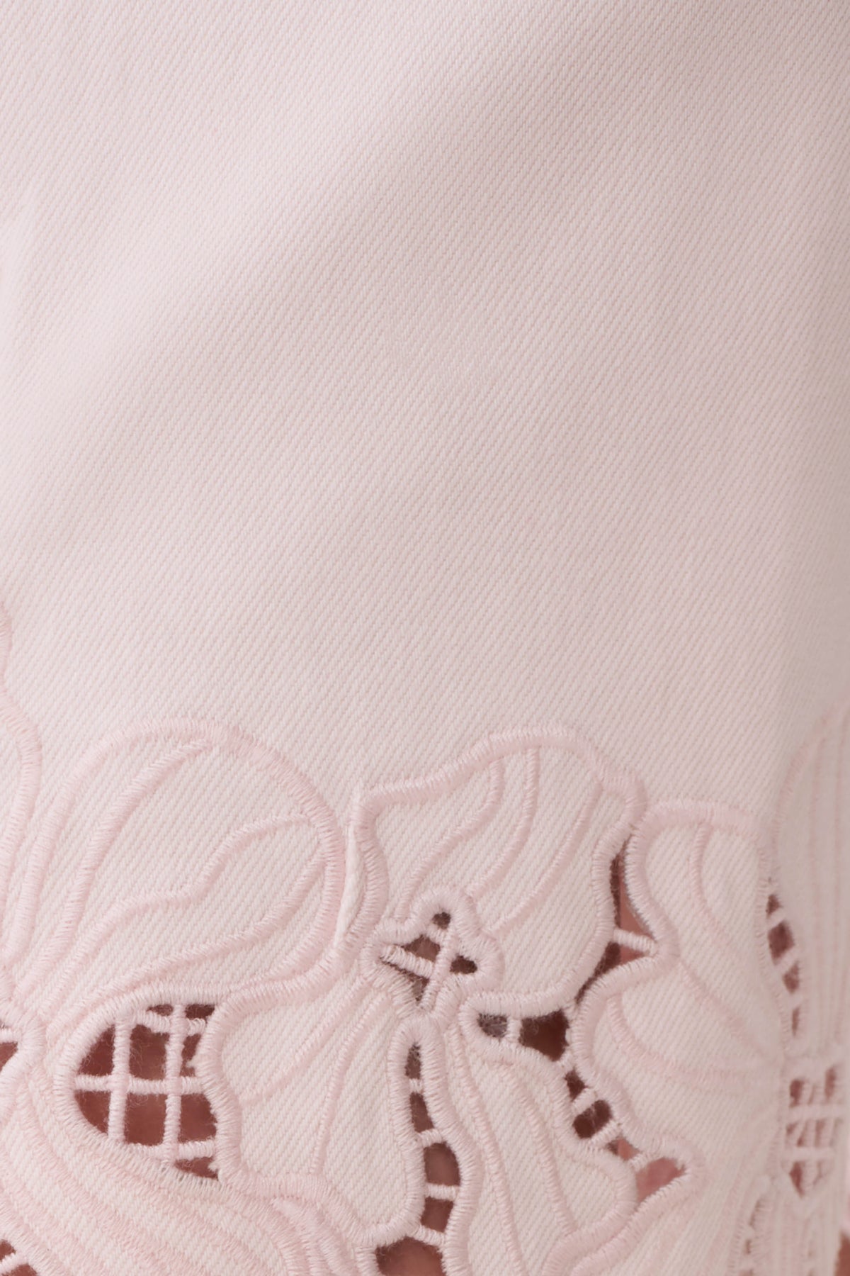 Tillie Flower Embroidery Denim Capris - Baby Pink