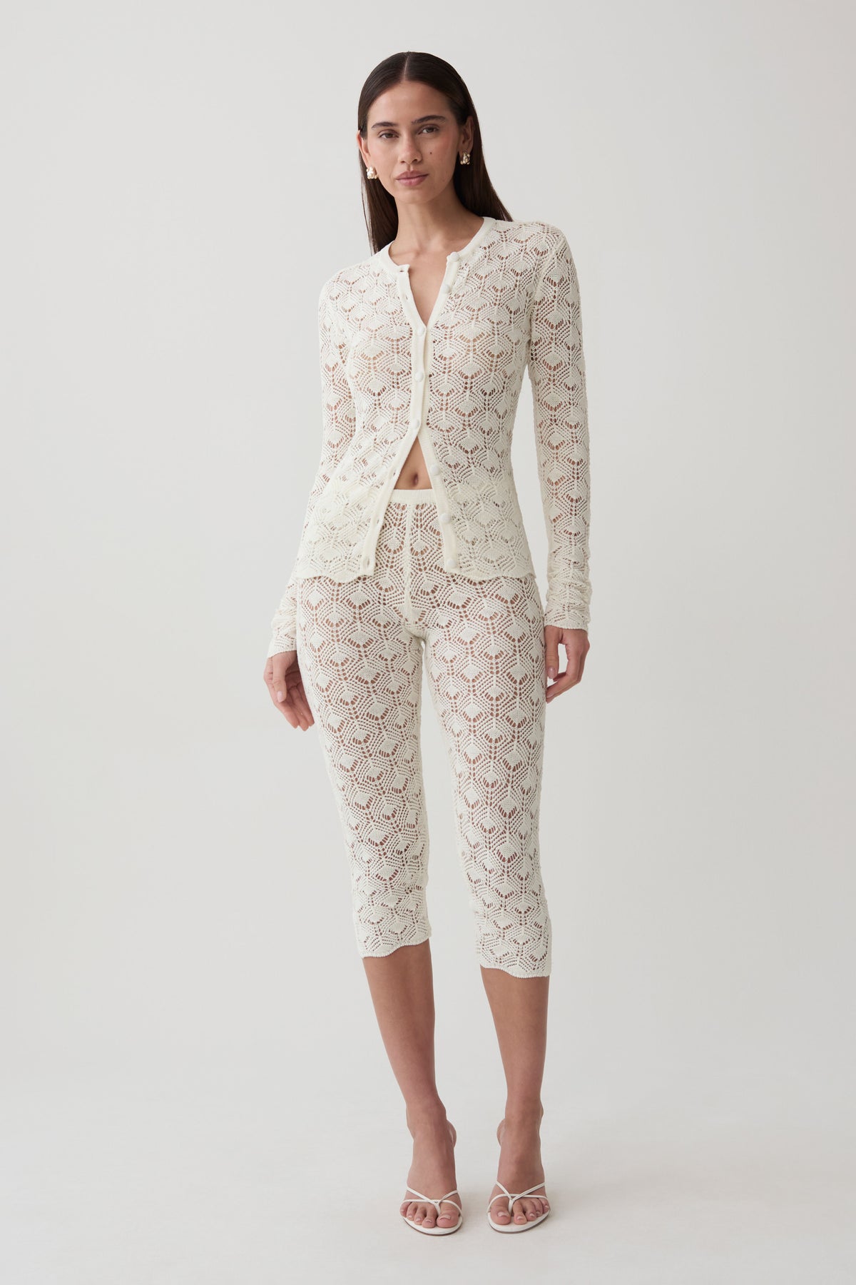 Nikiki Crochet Knit Capri Pants - Ivory