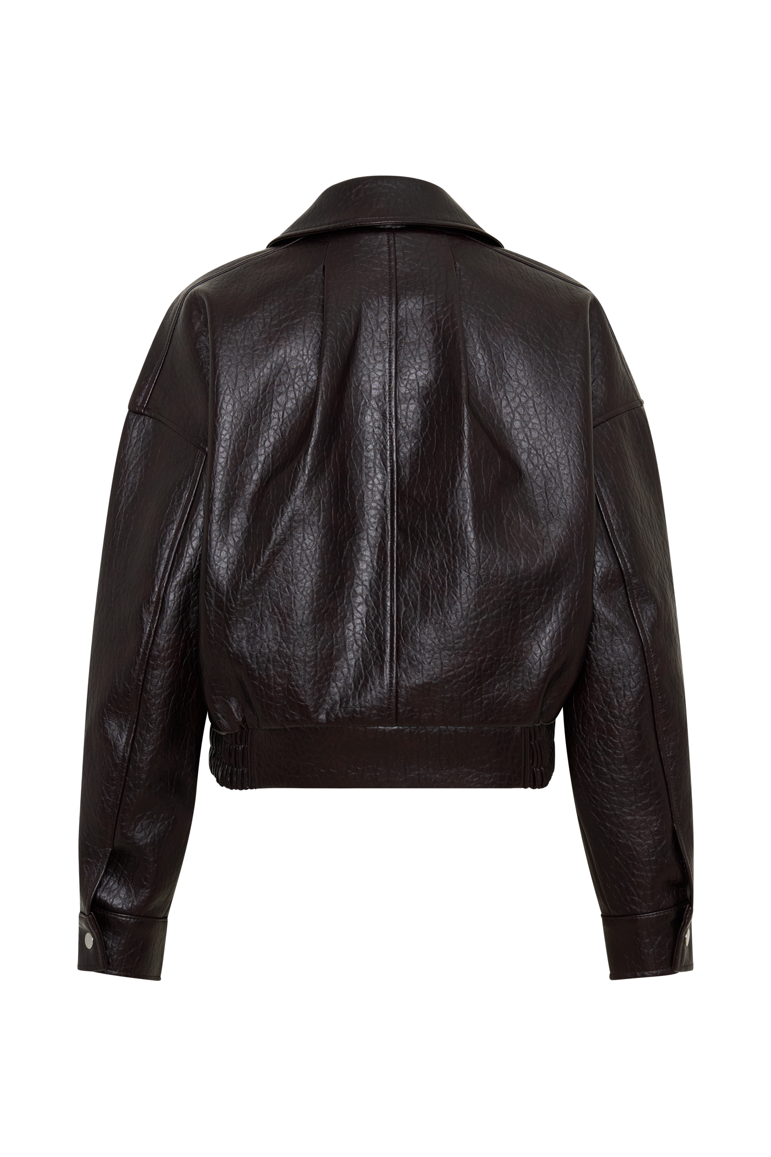 Paige Faux Leather Cropped Jacket - Cherry Brown #10