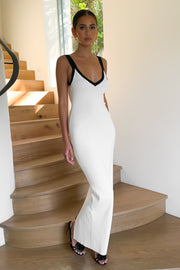 Debbi Contrast Knit Midi Dress - White