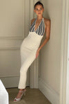 Dana Stripe Knit Halter Midi Dress - Ivory