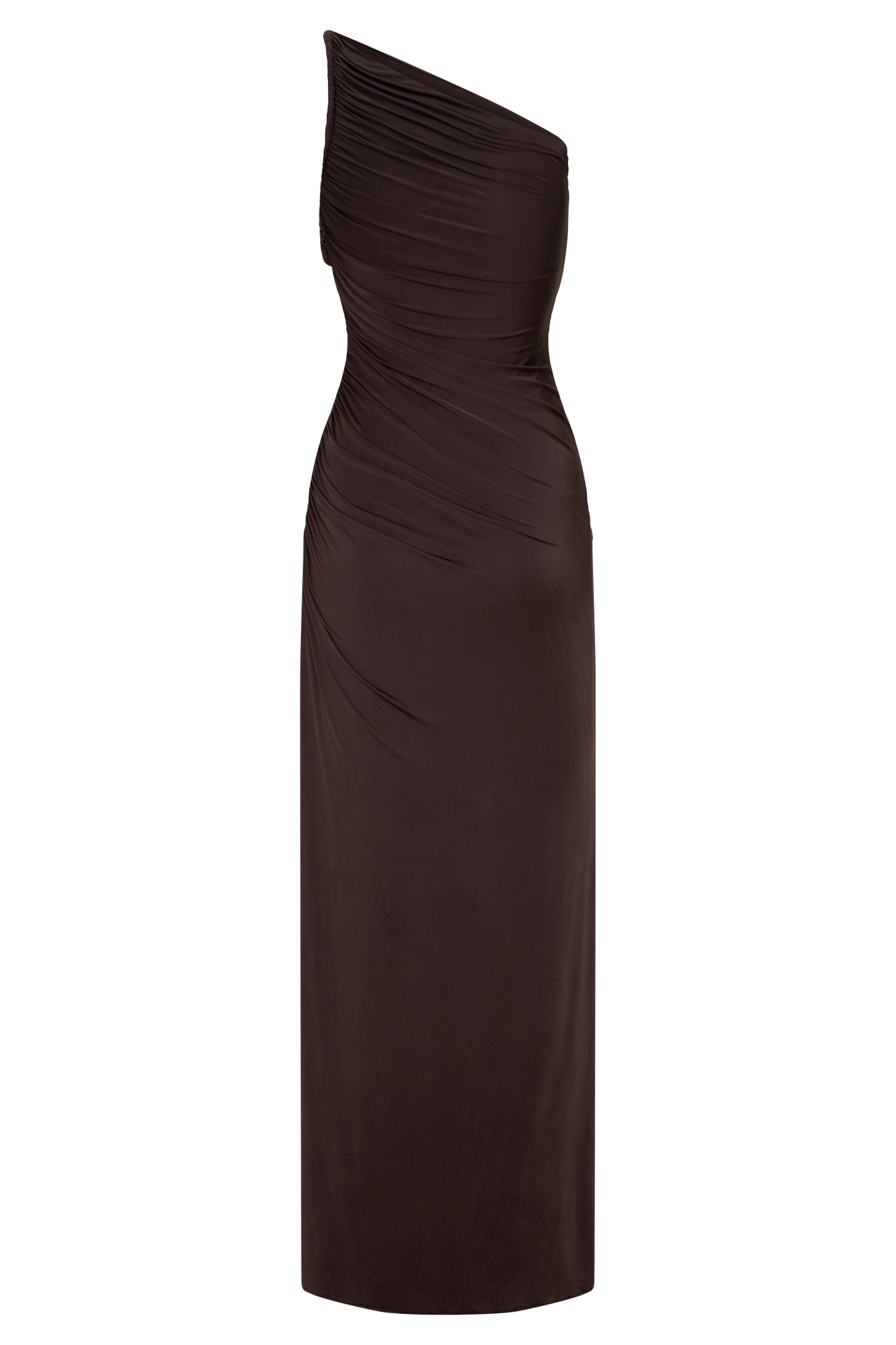 Ryn Twisted One Shoulder Maxi Dress - Dark Chocolate