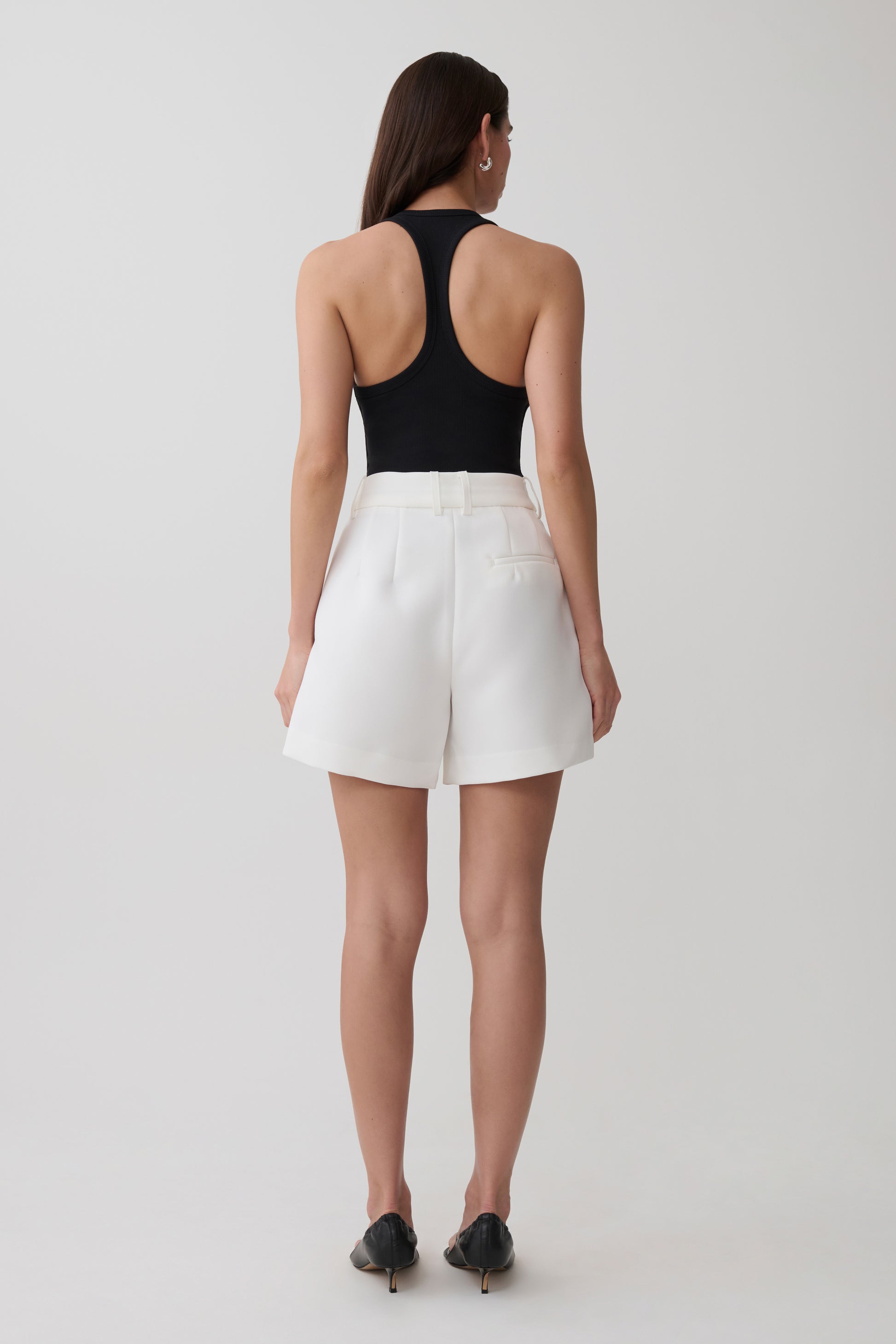 Dominique Pleated Suiting Shorts - Ivory #2