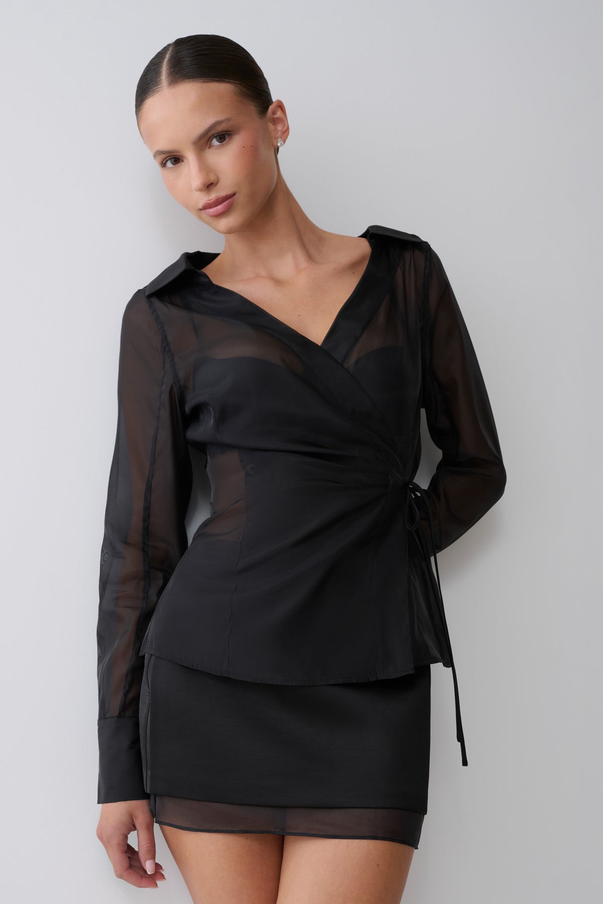 Frankie Satin Mini Skirt - Black #3