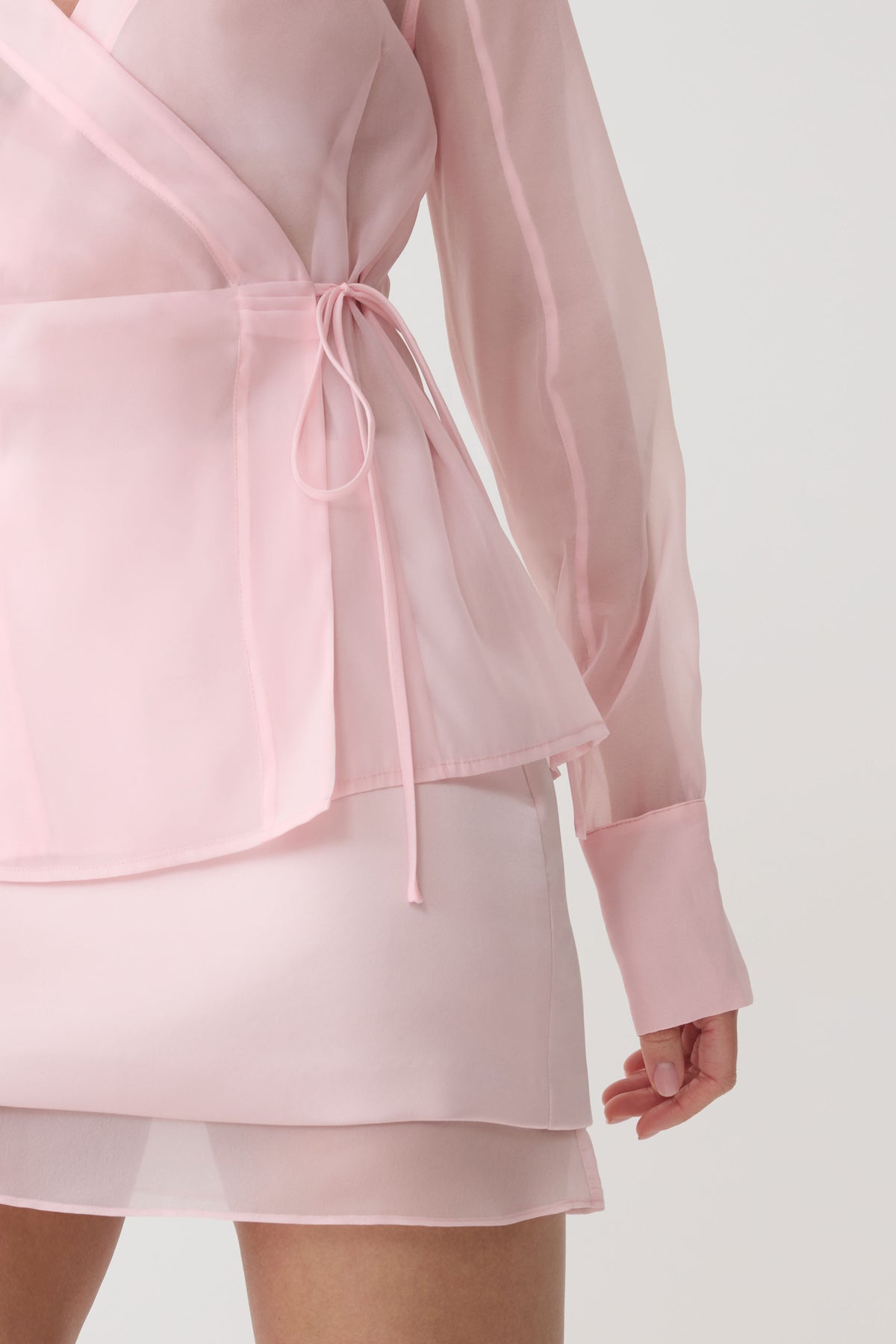 Frankie Satin Mini Skirt - Pale Pink #2