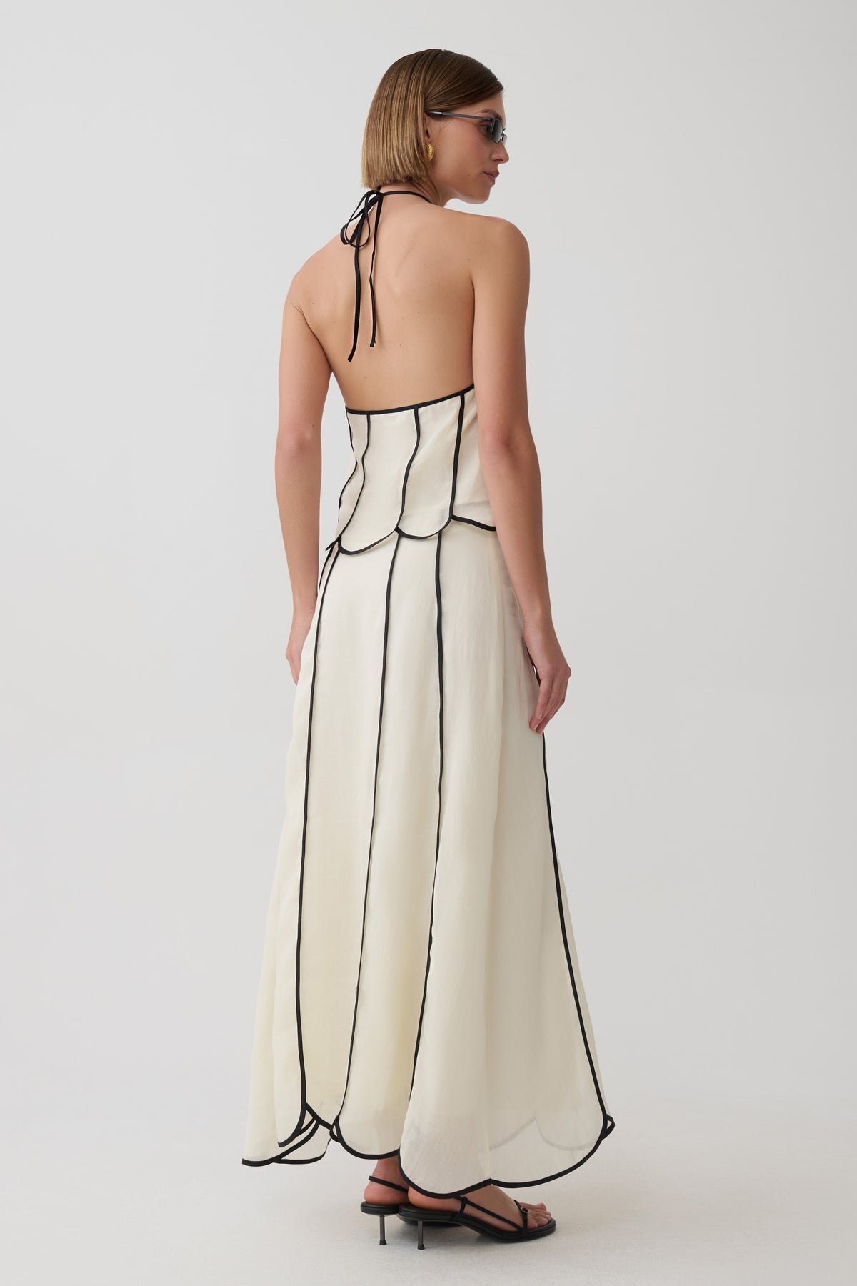 Georgia Panelled Midi Skirt - White/Black #2